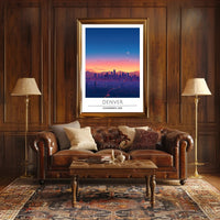 Denver Twilight Skyline Art Print - Urban or Cityscape Poster