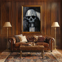 Eerie Skull Monochrome Artwork in Abstract or Artistic Poster PosterGoat