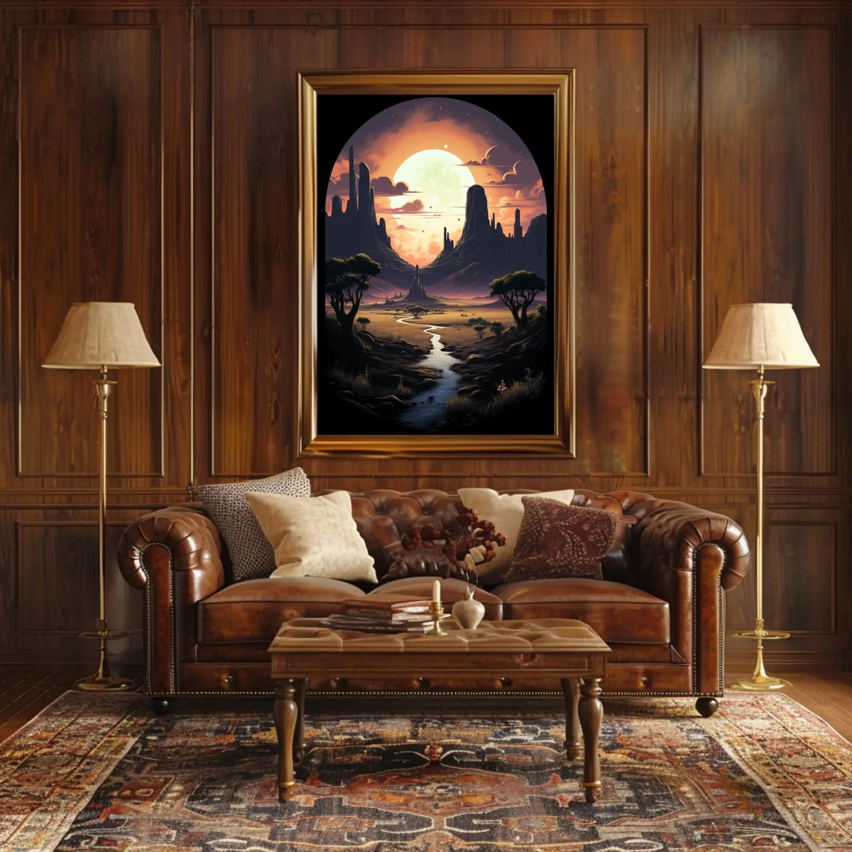 Moonlit Desert Landscape Poster