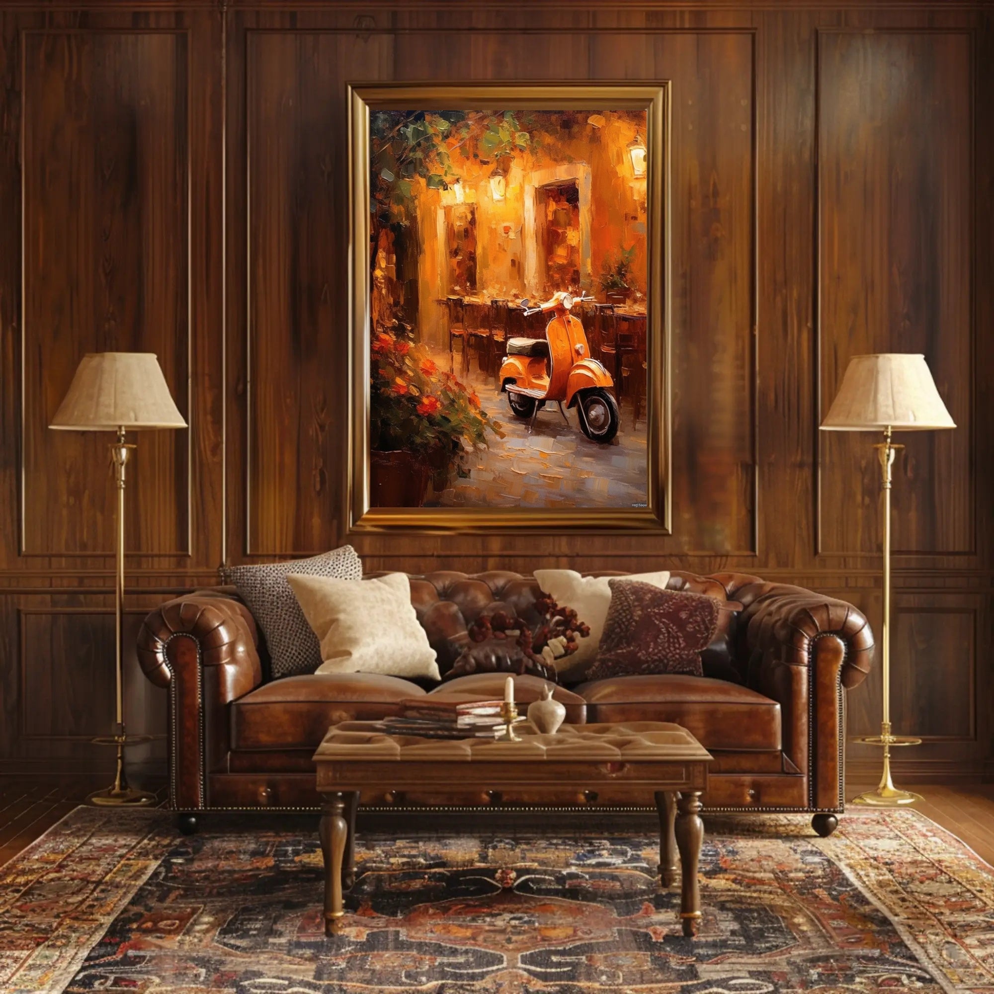 Evening Serenity on a Cobblestone Street Poster