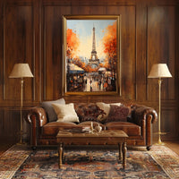 Eiffel Tower Street Scene Autumn Travel Poster