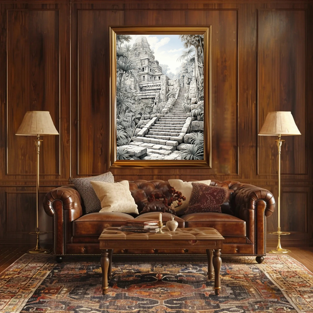 Ancient Mesoamerican Jungle Pyramid Cultural or Heritage Poster