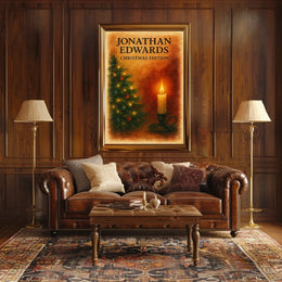 Warm Christmas Setting, Ornaments and Candle Art Poster