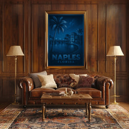 Naples Florida Nighttime Oasis Poster Wall Art Decor