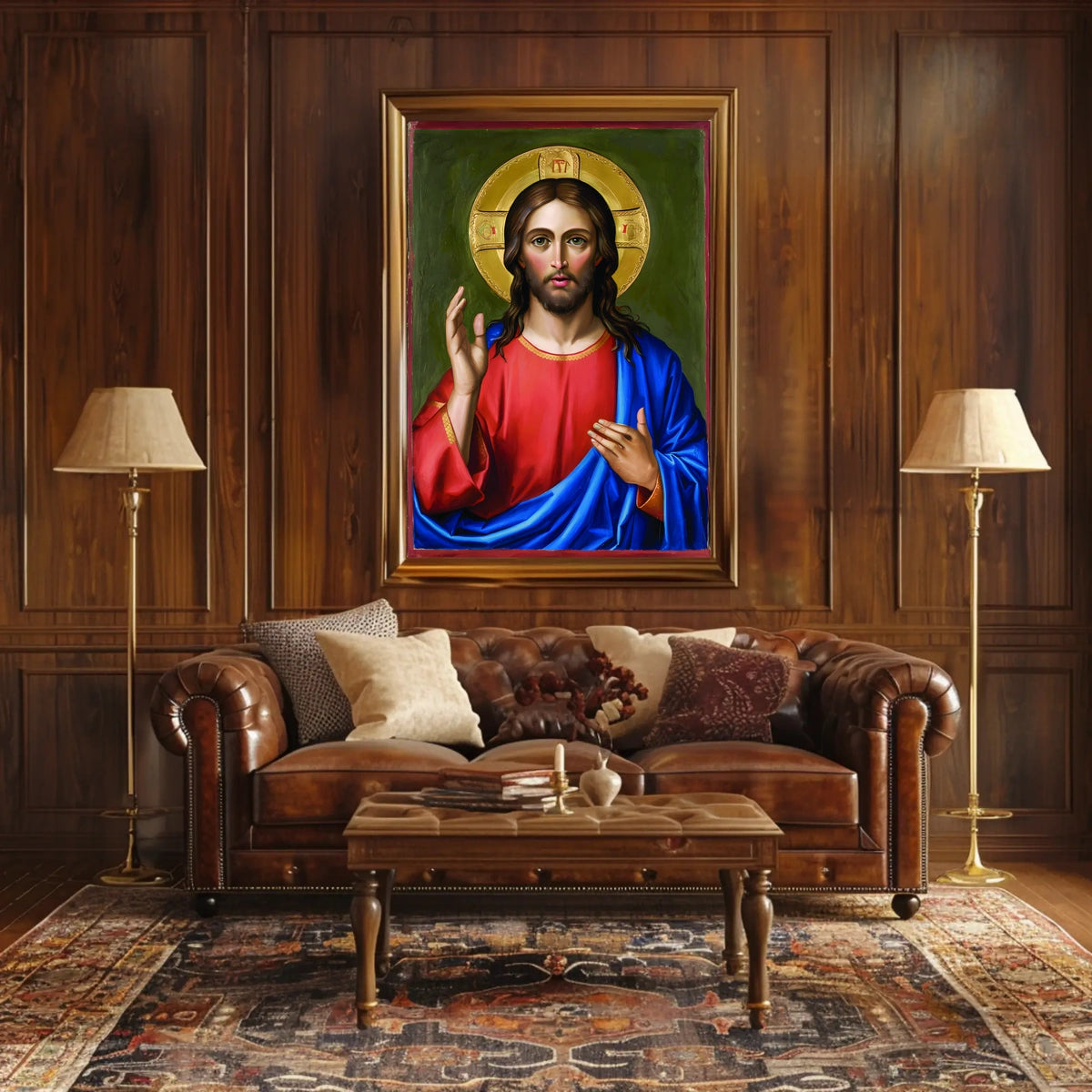 Iconic Portrait of Jesus Christ Poster
