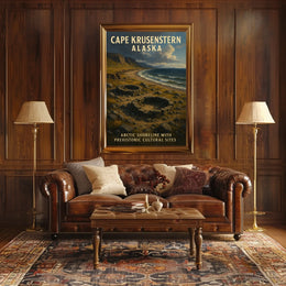 Cape Krusenstern Alaska Scenic Map Style Travelers Poster