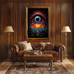 Surreal Eye Fantasy Poster: Mystical Landscape Art
