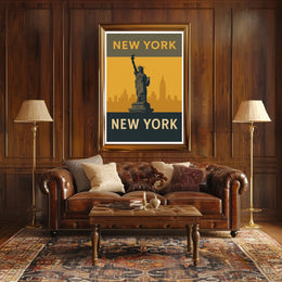 New York Skyline Silhouette Poster Vintage Wall Art