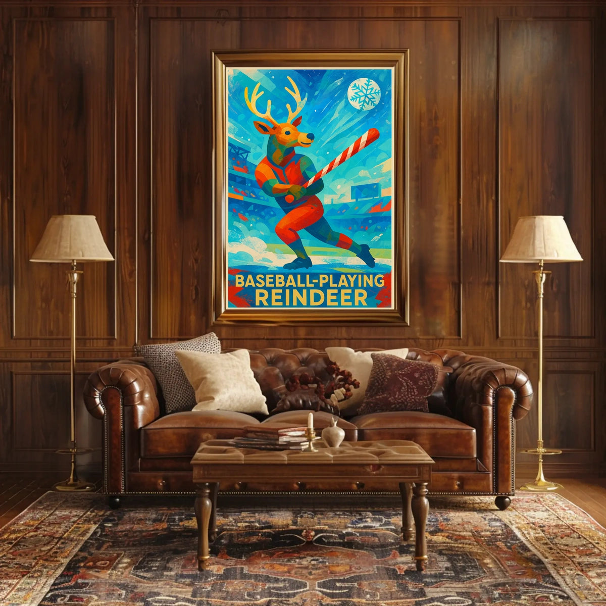 Baseball-Playing Reindeer Poster