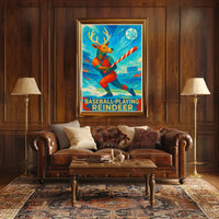Baseball-Playing Reindeer Poster