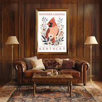 Northern Cardinal Kentucky State Bird Poster Art