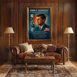 John F. Kennedy Inspirational Leadership Vintage Poster