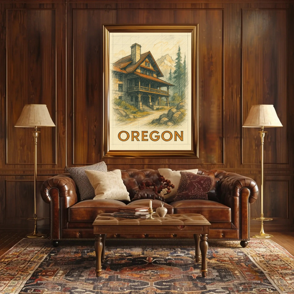 Oregon Mountain Lodge Poster