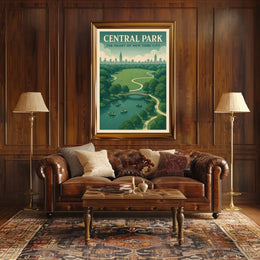 Central Park Skyline Art Travel Poster
