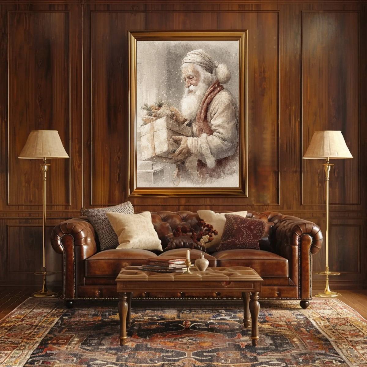 Vintage Santa Claus With Gifts Vintage Poster