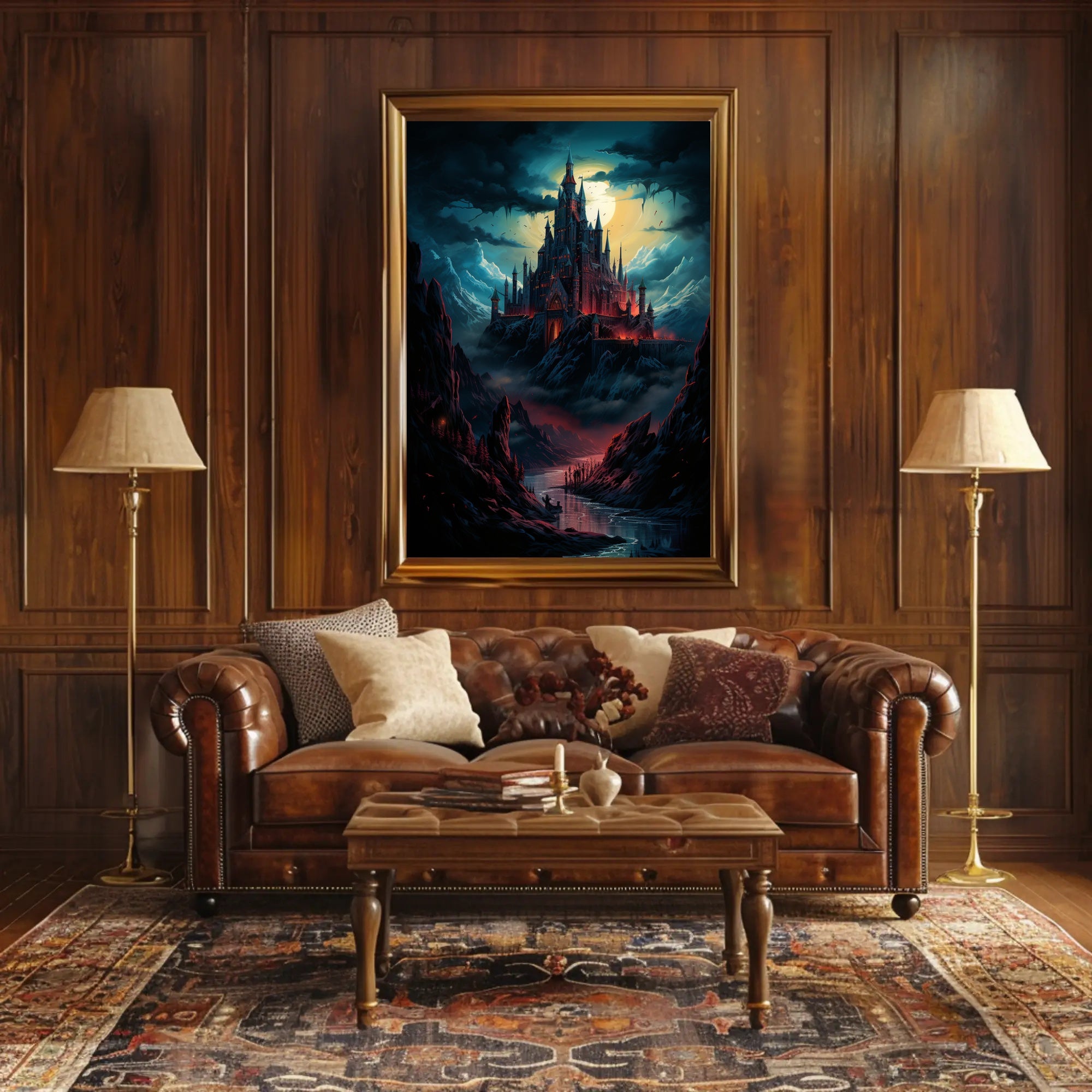 Castle Under The Moonlight Poster