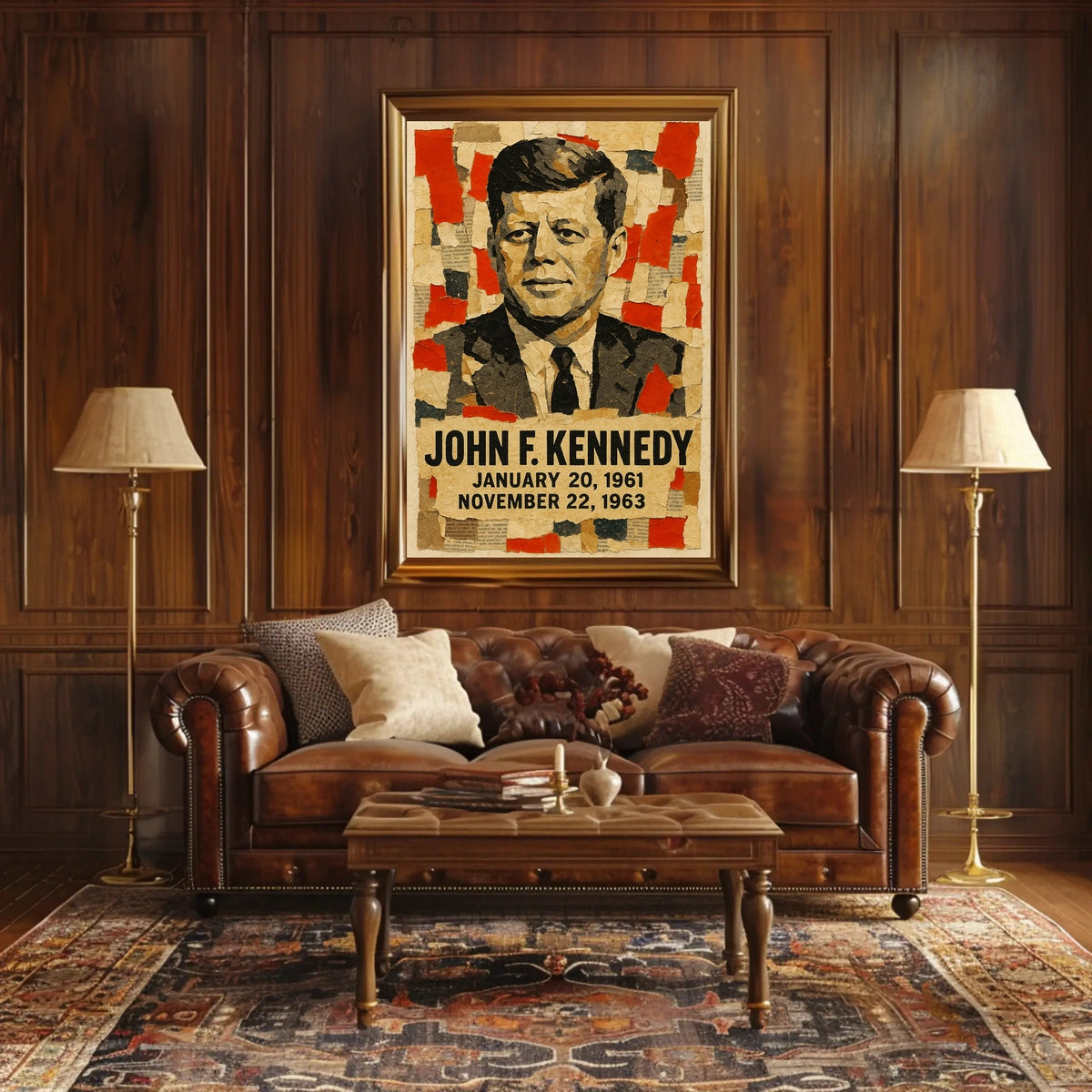 John F. Kennedy 35th President of the United States Layered paper Collage Poster