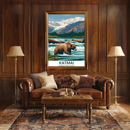 Katmai National Park Vintage Travel Poster