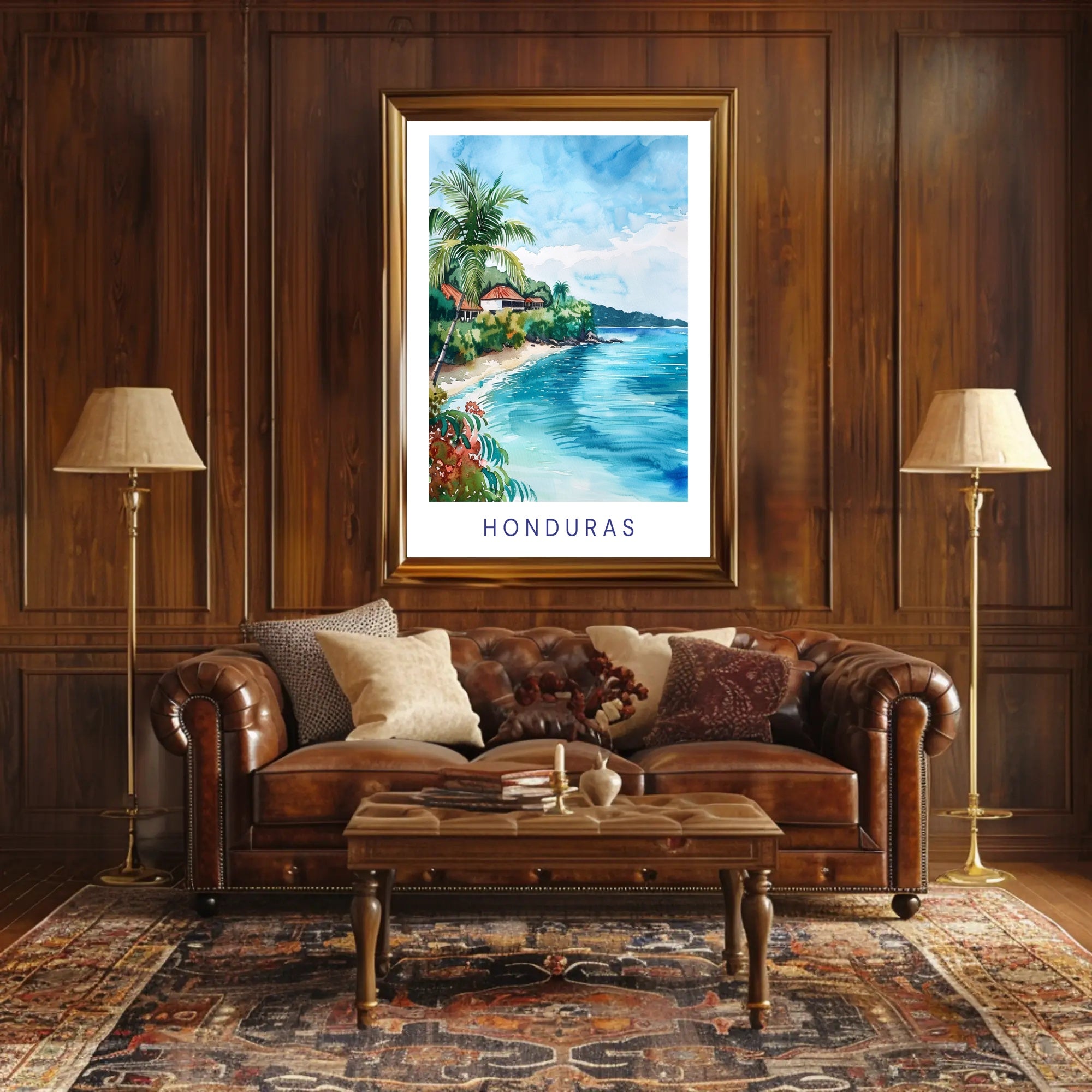 Serene Honduran Coastal Landscape Travel Poster PosterGoat