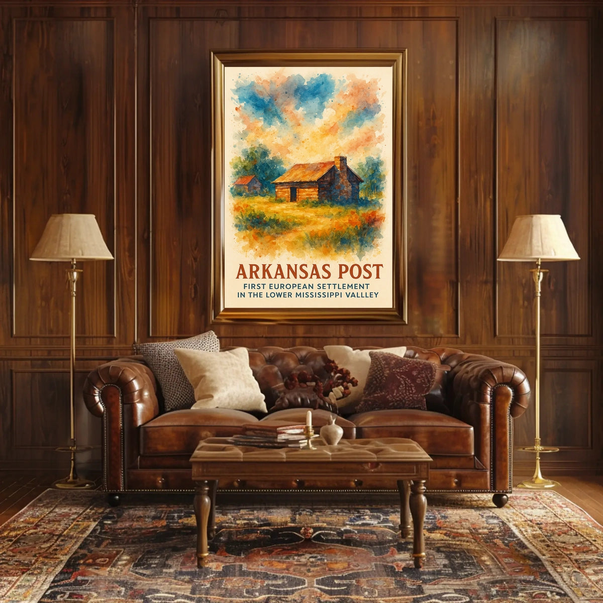 Arkansas Post Historic Settlement Watercolor Poster