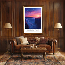 Niagara Falls Sunset Travel Poster