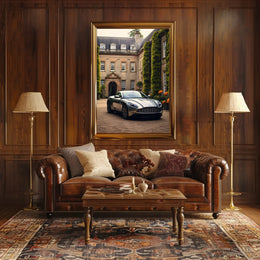 Luxury Car at Elegant Estate Poster PosterGoat