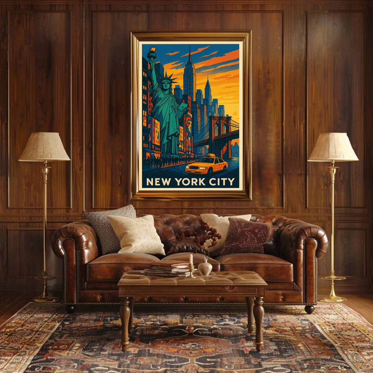 New York City Poster Vintage Travel Cityscape Wall Art