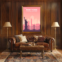 New York City Landmarks Travel Poster Modern Wall Art