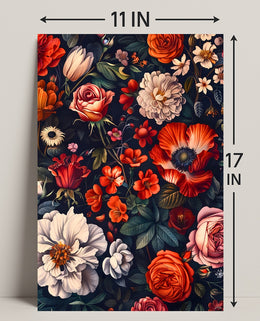 Floral Symphony Against Darkness: Artistic Poster