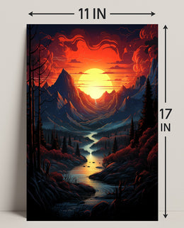 Radiant Mountain Sunset Poster