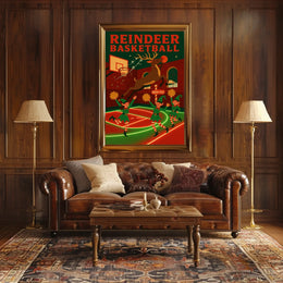 Reindeer Basketball Poster