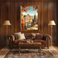 Autumn Cityscape Vintage Travel Poster Art Print