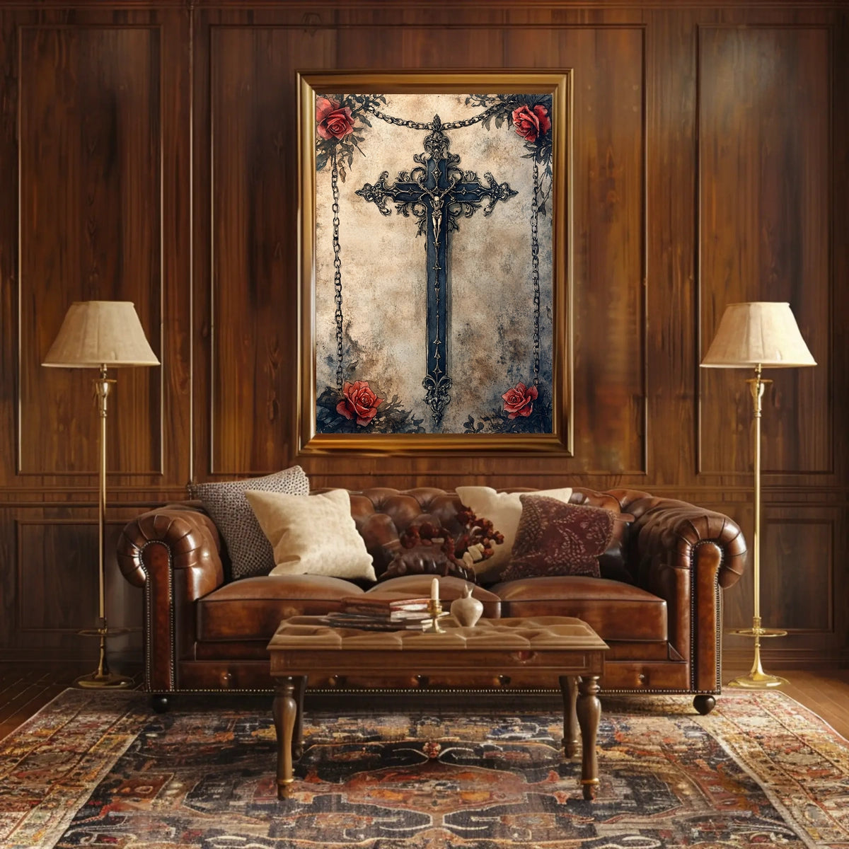 Intricate Christian Symbolism Cross Poster