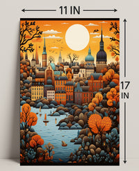 Autumn Cityscape Illustration Poster