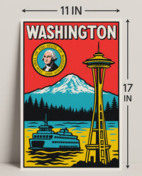 Washington State Landmarks Poster PosterGoat