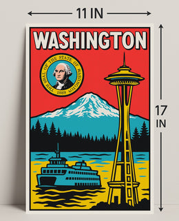Washington State Landmarks Poster PosterGoat