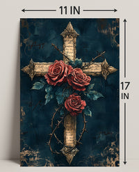 Roses And Thorns Cross Poster