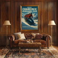 1924 Chamonix Bobsleigh Team Vintage Sports Poster