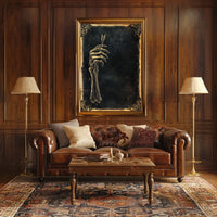 Eerie Skeletal Hand Holding Arrow Abstract, Artistic Poster