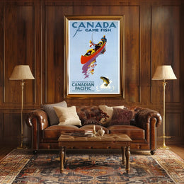Fishing Adventure in Canada Vintage Travel Poster PosterGoat