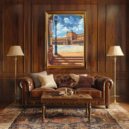 Plaza de España Pixel Art Travel Poster