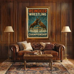 Reindeer Wrestling Championship: Bold Whimsical Sports Poster