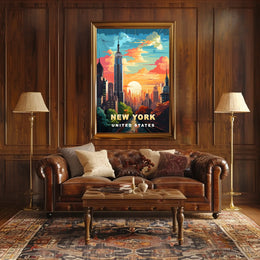 New York City Urban Skyline Poster Modern Wall Art