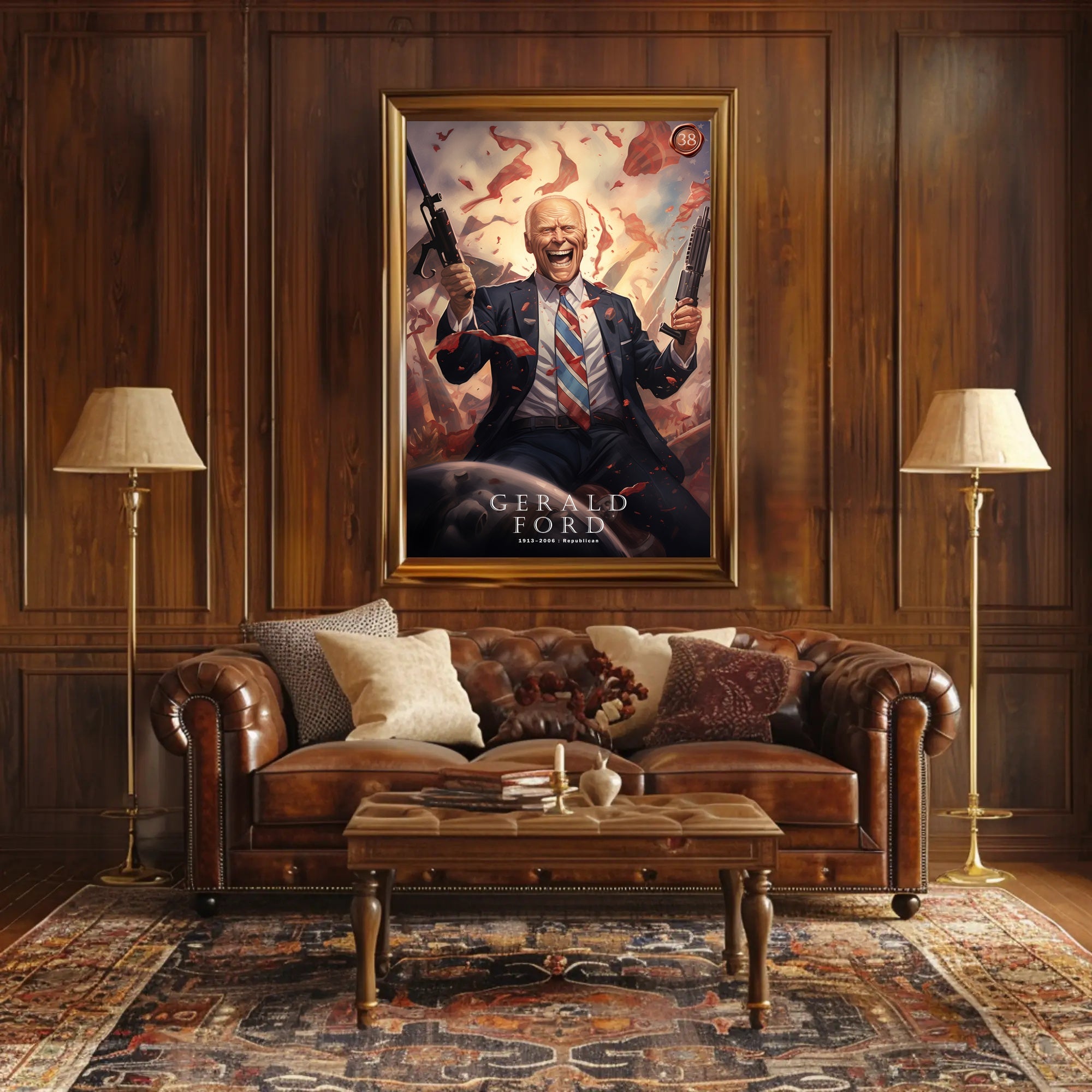 Gerlald Ford Funny Presidential Cartoon Poster