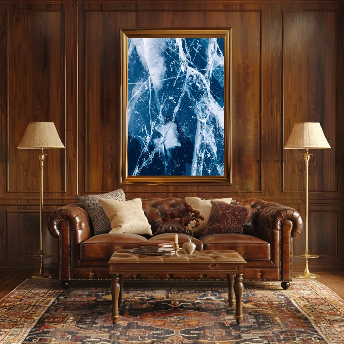 Cracked Ice Photorealistic Winter Art Poster