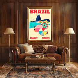 Discover Brazil With Braniff Airways Poster