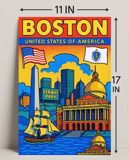 Boston Iconic Landmarks Poster PosterGoat