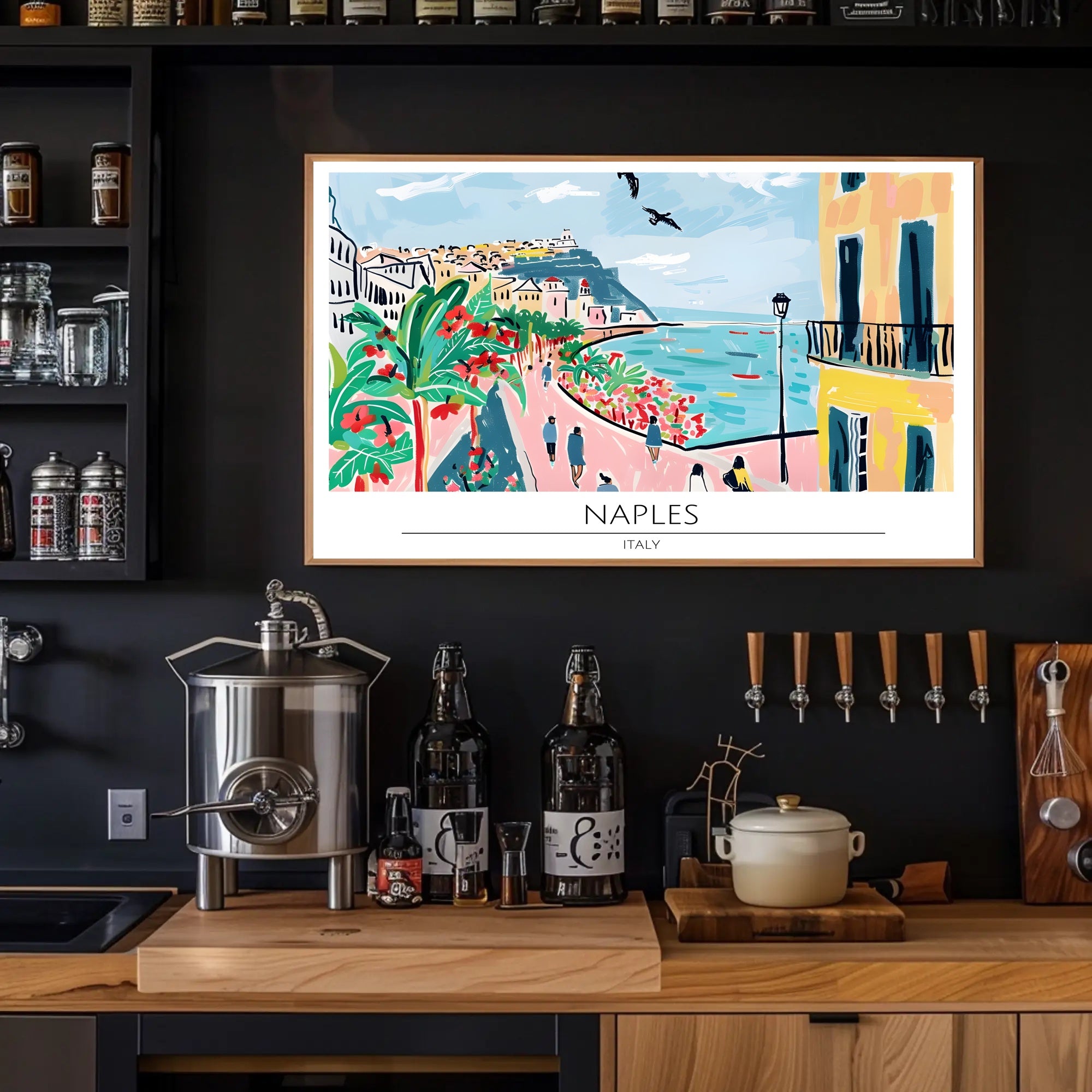 Vibrant Naples Seaside Poster PosterGoat