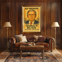 George W. Bush 43rd President of the United States Exaggerated Cartoon Sketch Poster
