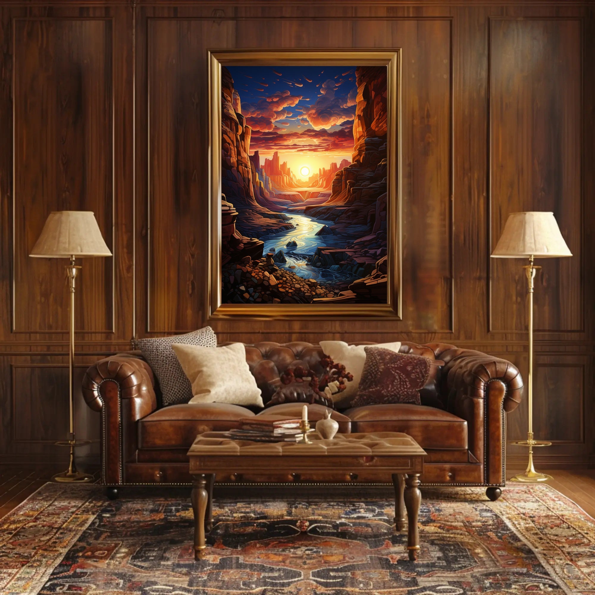 Sunset Over Canyon Poster